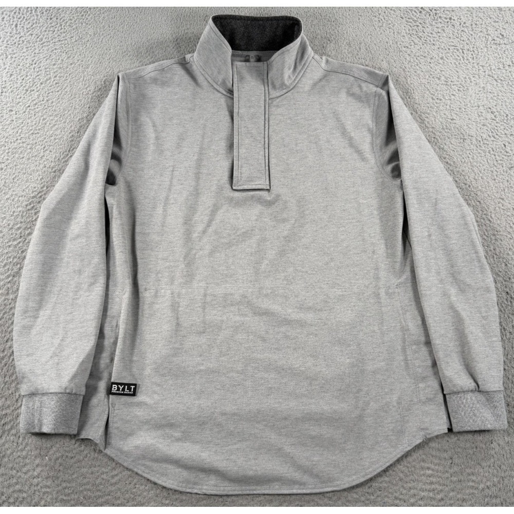 BYLT Premium Basics Elite Fairway Pullover Men Medium Stone Gray‎ Quarter Zip